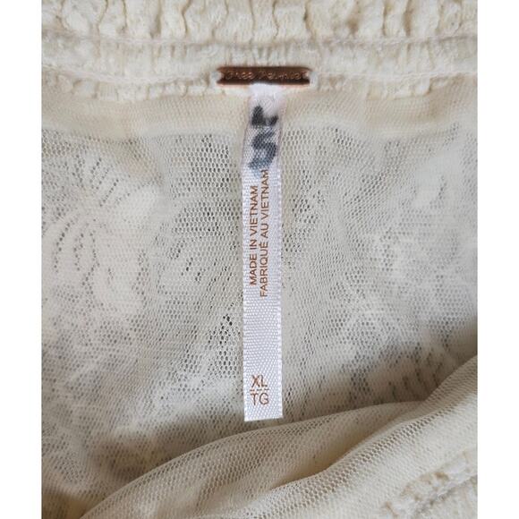 Free People Emily Lace Off the Shoulder Top Boho Size XL - Picture 3 of 5